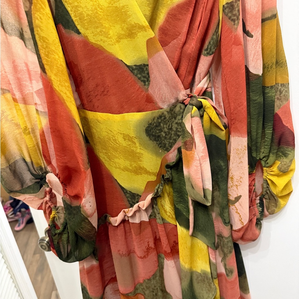 Hutch Floral High-Low Maxi Dress in Pink, Yellow & Olive - Picture 5 of 5